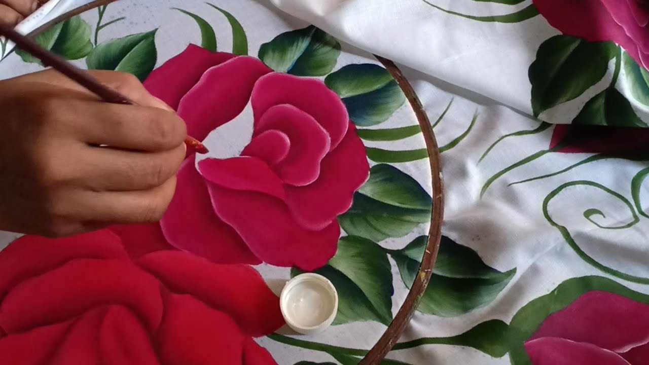 painting tutorial rose flower magenta colour and pink colour.Mo.9373920124