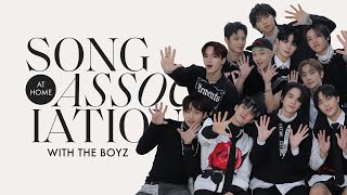 THE BOYZ Sing BTS, One Direction & 'THRILL RIDE' in a Game of Song Association | ELLE