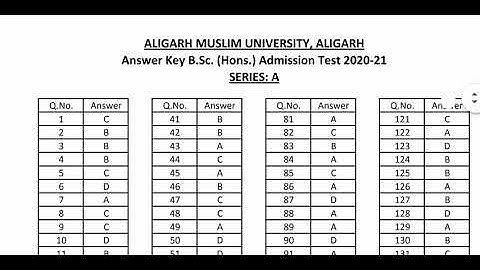 OFFICIAL ANSWER KEY BSC ADMISSION TEST 2020-21 ALIGHAR MUSLIM UNIVERSITY || ANSWER KEY BSC