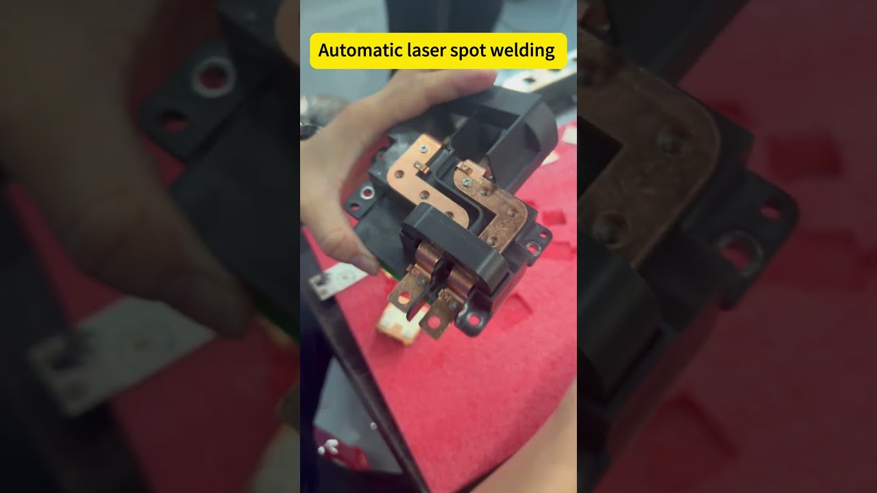 Automatic  laser spot welding machine ,2+2 mm copper sheet   ,no marking welding
