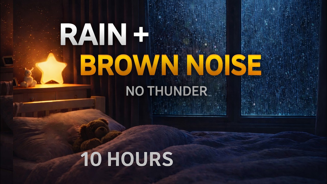 Brown Noise with Rain for Baby Sleep & Deep Relaxation | 10 Hours