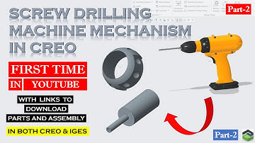 " DRILLING MACHINE " PART-2 in Creo. Full tutorial with detailed explanation.