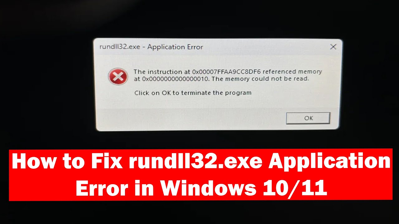 Fix rundll32.exe Application Error | Memory Could Not Be Read