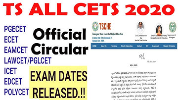 TS ALL CETs 2020 Exam Dates | Revised Dates of Common Entrance Tests-2020 are announced