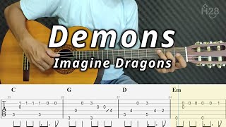 Imagine Dragons - Demons Fingerstyle Guitar Cover ( Tab + Chords + Lyrics )