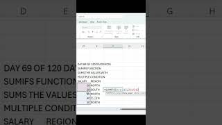 Day 69 Of 120 Days Excel | Sumifs Function | #excelchallenge