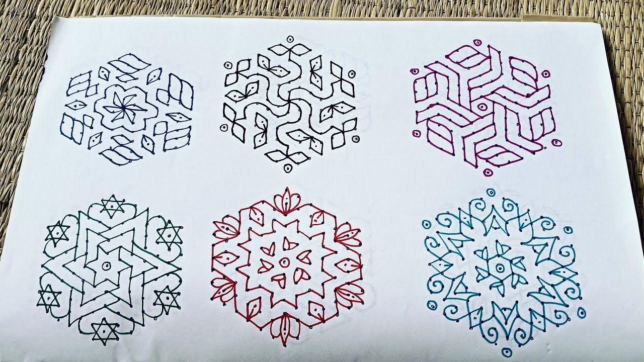 6 மாசி மாத கோலம்/6 beautiful 13 pulli kolam/simple kolam/rangoli design/kolam with dots/easy rangoli