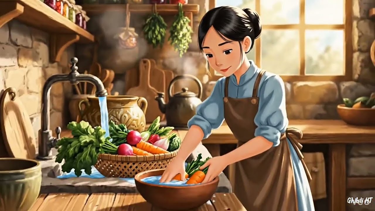 A Quiet Village Life 🌿 | Girl & Her Cat | Ghibli Style Cozy Animation