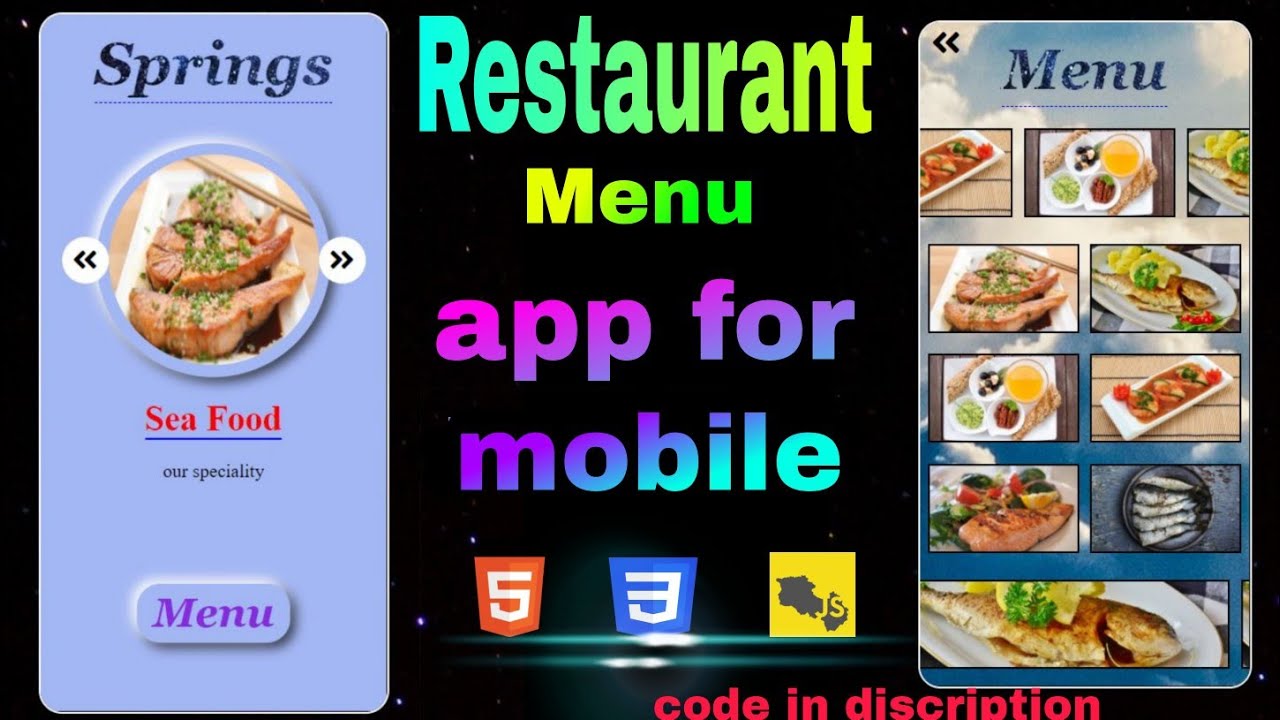 Restaurant Menu web-site(App) for mobile using html, CSS and js(code in ...