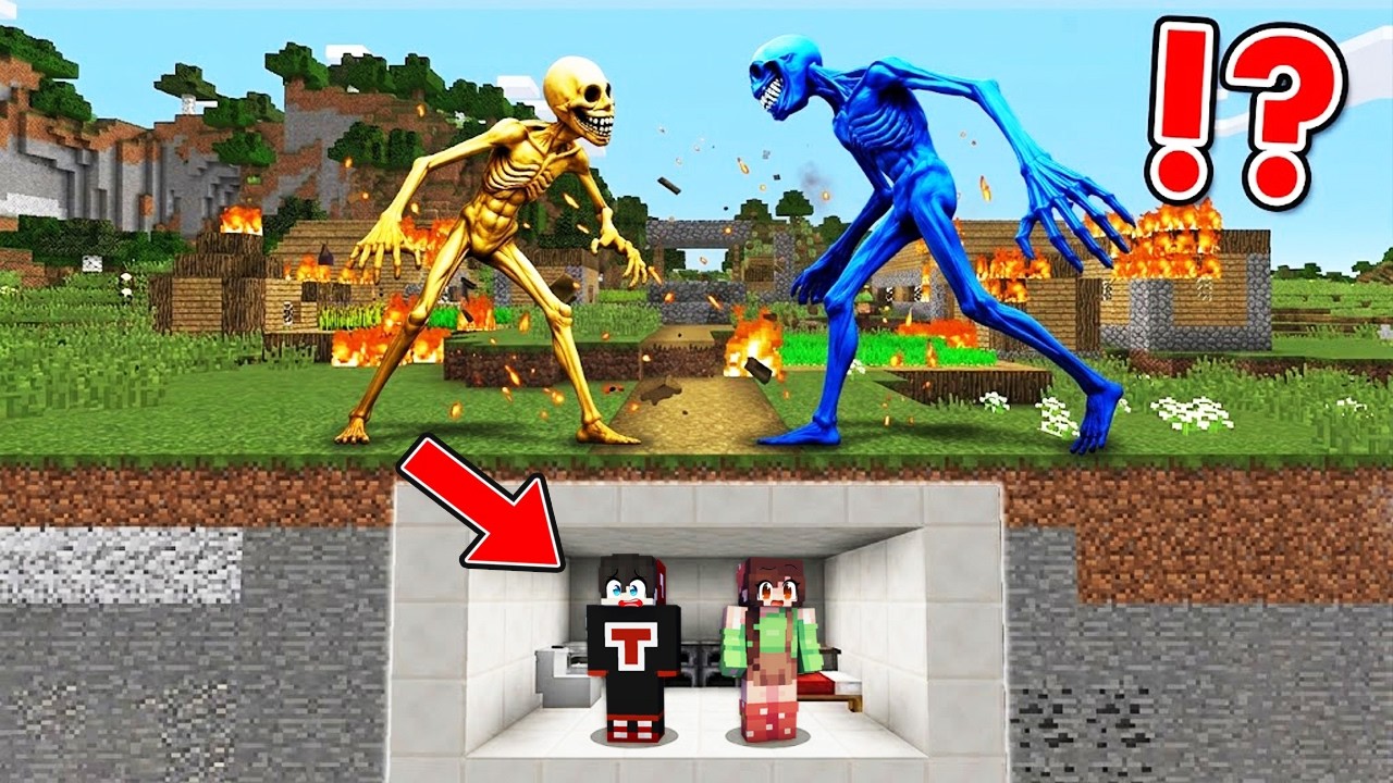 TankDemic and Mizumi SECRET Bunker VS Scary VERITY and FALSITY Battle in Minecraft ( Tagalog )