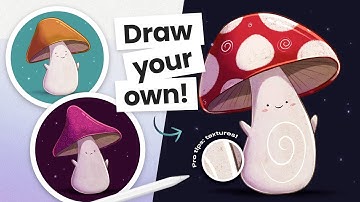 How To Draw A Mushroom & Add Texture To Your Illustrations 🍄