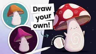 How To Draw A Mushroom &amp; Add Texture To Your Illustrations 🍄