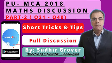 PU MCA 2018|Maths Solved Paper|Detailed Solutions |PART 2|MUST WATCH