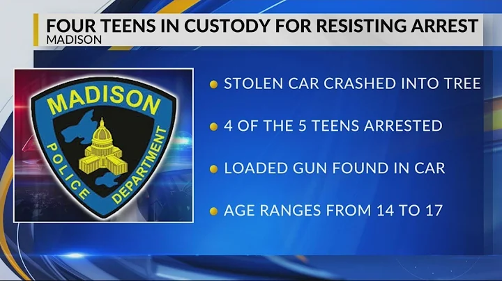 4 teens taken into custody, officers recover loaded gun from crashed stolen vehicle