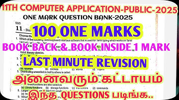 11Th Computer Application -Public Exam-2025-Expected One Mark Questions  With Answers@GRSUCCESSSTC