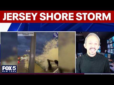 Huge waves pound Jersey Shore ahead of powerful nor'easter
