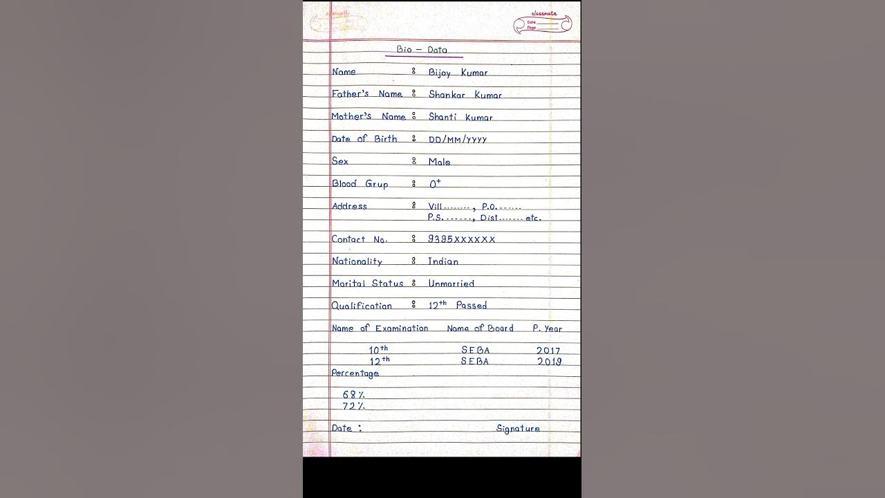 How to write Bio - Data 👨‍🦱 || - YouTube