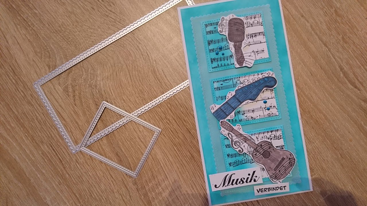 wir basteln eine Karte mit den Action slimline stanzschablonen - YouTube