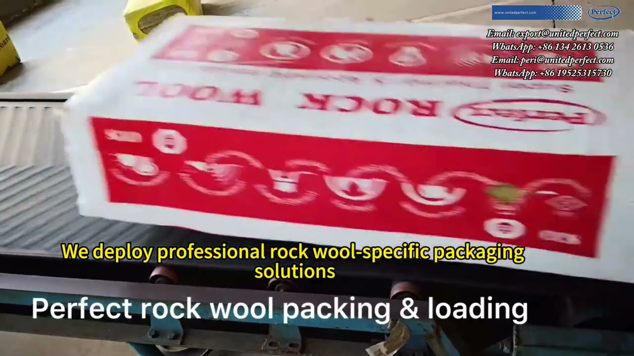 The packaging and transportation process for Perfect's rock wool boards.