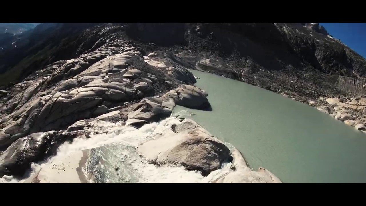 Furka Pass / FPV /Melting glacier with Waterfalls