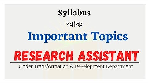 Important Topics for Research Assistant || APSC