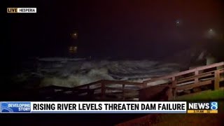 High waters threaten Hesperia Dam