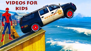Farbe Polizeiautos und Feuerwehrauto - Lustige Cartoon für kinder mit Kinderreime