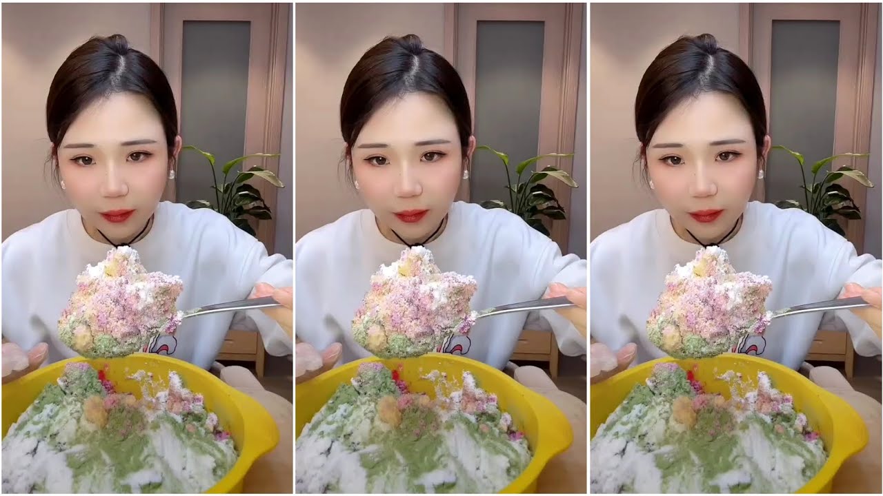 ASMR ICE EATING with MATCHA and MILK POWDER