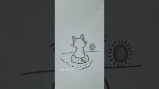 Sub Request 7: How to Draw Cute Kitten Watching the Sunset on the Beach 🐾🌅 #shorts