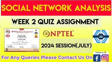 Social Network Analysis Week 2 Quiz Assignment Solution | NPTEL 2024 (July) | SWAYAM 2024