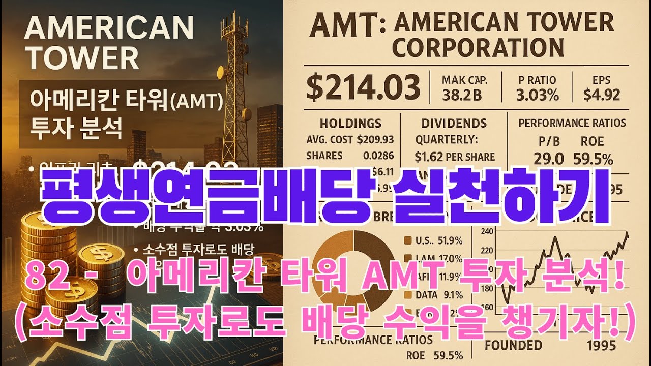 평생연금배당 실천하기 ] 82 아메리칸 타워 AMT 미국 개별주식 투자 분석! (소수점 투자로도 배당 수익을 챙기자!)