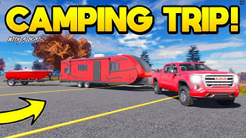 Camping with a TRAILER and BOAT in American Plains Mudding Roblox!