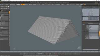 Fun with MODO 10.1 curve fill and replicators for a deformable roof.
