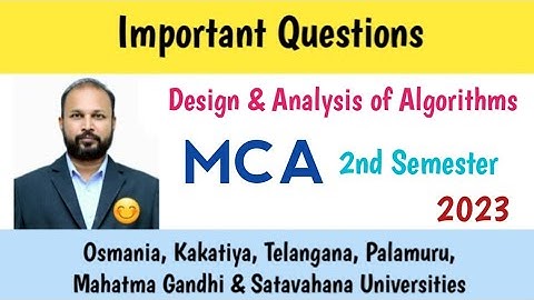 Design & Analysis of Algorithms | Important Questions 2023 | MCA 2nd Semester | OU KU PU TU MGU SU