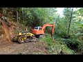 Vintage Bristol 25 Bulldozer and Abandoned Excavator widening a steep track