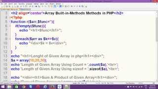 ARRAYS Built In Methods in PHP