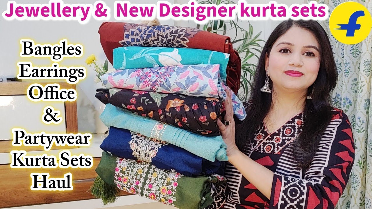 Flipkart Haul ✨ Bangles/ Earrings/ Office wear cotton kurta sets / Affordable embroidered suits Haul