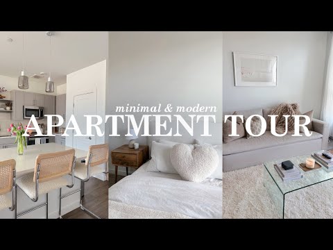 APARTMENT TOUR: minimal, modern & cozy 1 bed, 1 bath outside of Boston! 🤍🏠✨