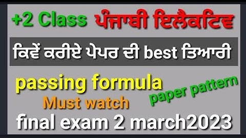 class 12th punjabi elective passing formula / how to revise /paper pattern /final exam 2023