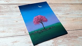 easiest way to paint a tree / easy acrylic painting ideas for beginners ✨️