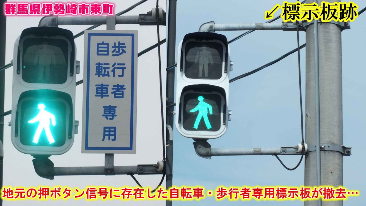 信号機】群馬県伊勢崎市東町 地元の押ボタン信号で自転車・歩行者専用
