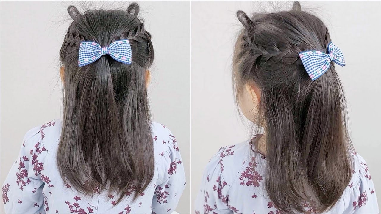 🐣 ⏰️ 🐹 아기머리묶기 Baby Hairstyle 【 디스코땋기로 다람쥐 귀 모양으로 귀여운 반묶음 머리묶기 】 짧은머리아기