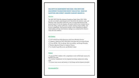 Pass Your Wgu D075 Oa Exam First Try Latest 2025 2026 Web Development FoundATIons TEST BANK