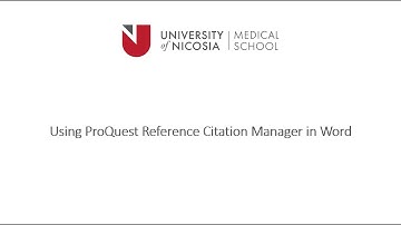 Using ProQuest Reference Citation Manager in Word