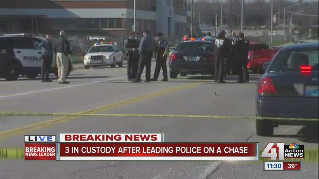 3 arrested after police chase ends in KCK - YouTube