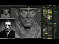 zbrush bust sculpting of Vincent Cassel