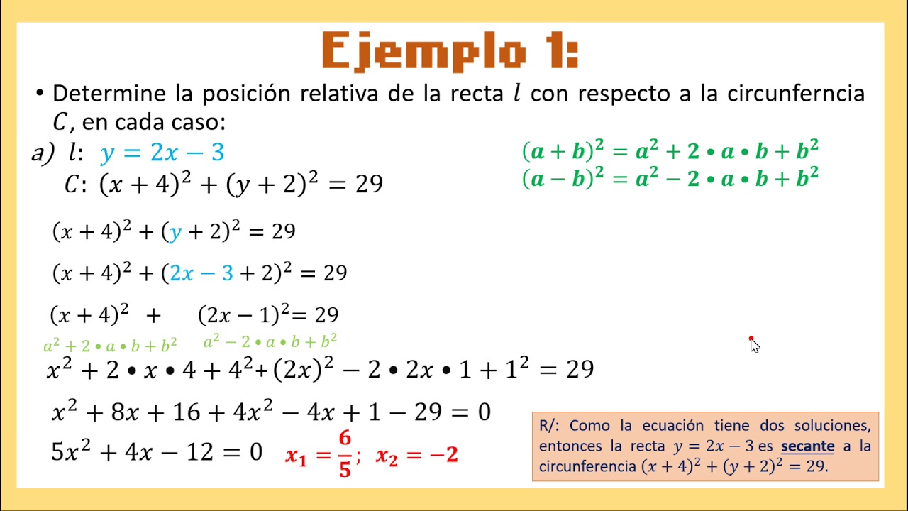 Posición relativa de rectas y circunferencia