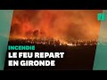 Ref:JcWbfFU3C58 L'incendie en gironde repart et s'�tend vers les landes