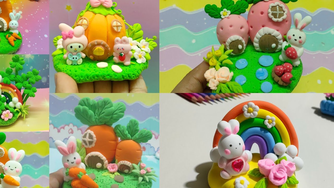 #clayart 🌈🌷Great idea for unique rabbit houses made from lightweight ...