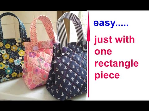 just one cut and  bag is ready - shopping bag /cloth bag making at home / lunch bag sewing